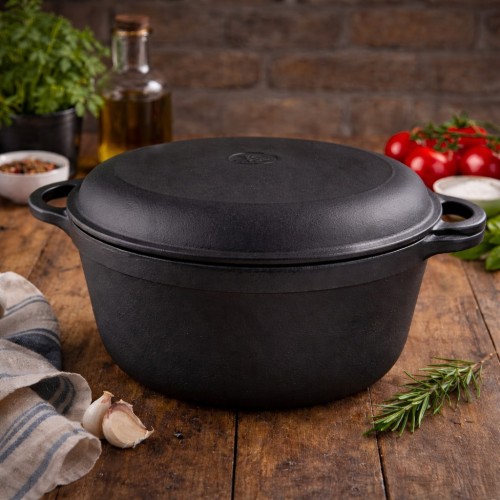 Кастрюля 8л чугунная c крышкой сковородой 300х140мм Ситон