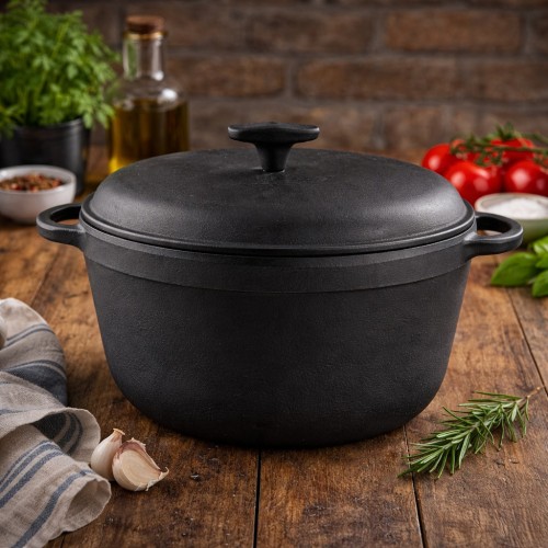 Кастрюля 10л чугунная c крышкой 340х150мм Ситон