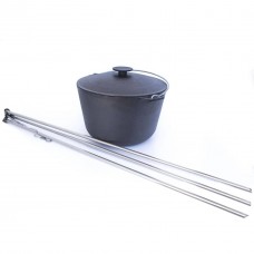 Казан чугунный 10 л туристический с крышкой и треногой Brizoll