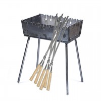 Мангал чемодан раскладной 2 мм на 8 шампуров + 8 шампуров