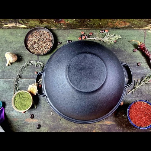 Казан чугунный с крышкой сковородой 15л гриль узбекский Maysternya