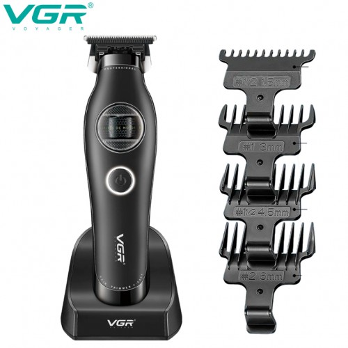 Триммер VGR V-880T BLACK – зовнішній роторний мотор, MIM-леза та док-станція для ідеального контуру