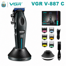 Машинка для стрижки VGR V-887C BLACK – 9000 об/хв, LED-дисплей, 6 насадок, до 250 хв роботи