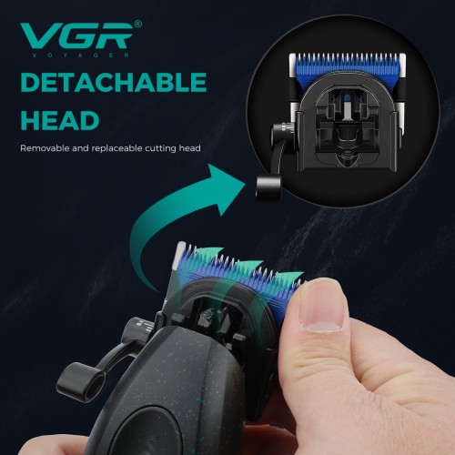 Машинка для стрижки VGR V-887C BLACK – 9000 об/хв, LED-дисплей, 6 насадок, до 250 хв роботи Машинка для стрижки VGR V-887C BLACK – 9000 об/хв, LED-дисплей, 6 насадок, до 250 хв роботи