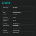 Машинка для стрижки VGR V-887C BLACK – 9000 об/хв, LED-дисплей, 6 насадок, до 250 хв роботи