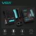 Машинка для стрижки VGR V-160 BLACK – 8000 об/хв, подвійний акумулятор, 6 насадок, до 440 хв роботи
