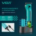 Машинка для стрижки VGR V-160 BLACK – 8000 об/хв, подвійний акумулятор, 6 насадок, до 440 хв роботи