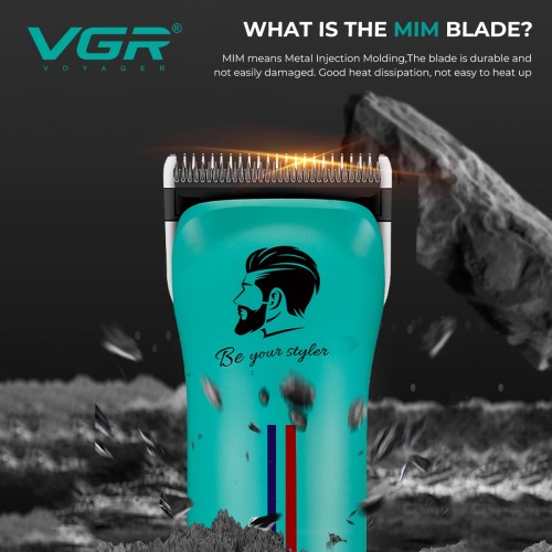 Машинка для стрижки VGR V-160 BLACK – 8000 об/хв, подвійний акумулятор, 6 насадок, до 440 хв роботи