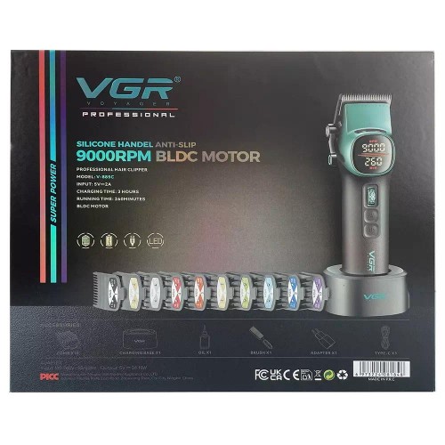 Машинка для стрижки (clipper) VGR V-885C, 10 насадок