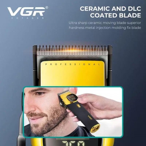 Машинка для стрижки (clipper) VGR V-885C Золотий, 10 насадок