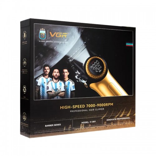 Машинка для стрижки (clipper) VGR V-001 Золотий, 10 насадок