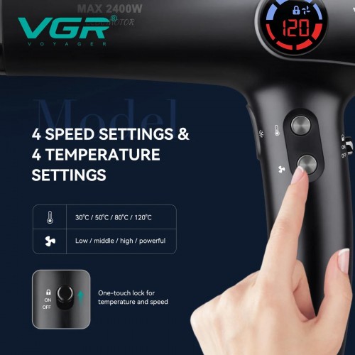 Професійний фен VGR V-469 – BLDC-мотор, 4 режими обдуву та температури Професійний фен VGR V-469 – BLDC-мотор, 4 режими обдуву та температури