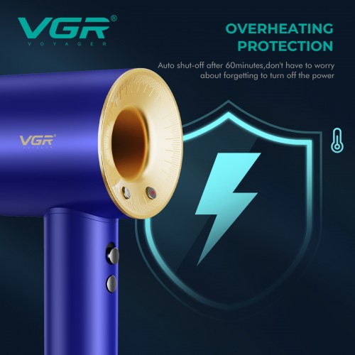 Професійний високошвидкісний фен для волосся VGR V-445 BLUE з BLDC-мотором
