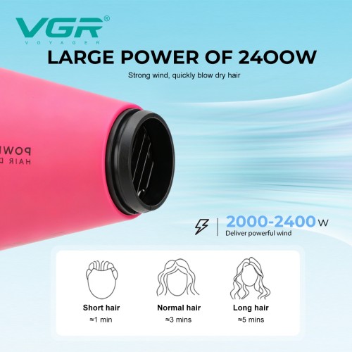 Професійний фен для волосся VGR V-457 PINK з AC-мотором (2400 Вт)