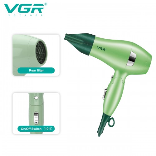 Компактний складаний фен для волосся VGR V-432 GREEN (1000 Вт) Компактний складаний фен для волосся VGR V-432 GREEN (1000 Вт)