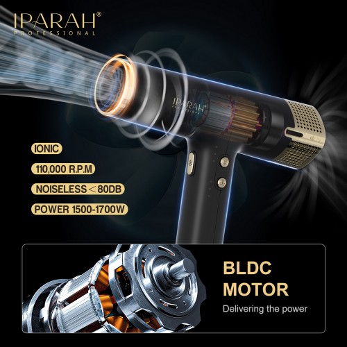 Професійний фен IPARAH P-390G BLACK – AC-мотор, іонізація, 4 режими обдуву та температури