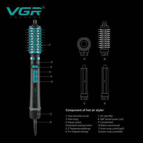 Фен-стайлер VGR 5 в 1 V-475 BLACK Professional