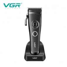 Машинка для стрижки (clipper) VGR V-880C Чорна, 11 насадок, док-станція