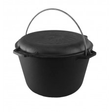 Казан чугунный туристический 10л с крышкой-сковородой Brizoll