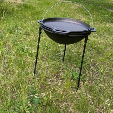 Казан чугунный 10 л азиатский с крышкой-сковородой гриль Brizoll + тренога